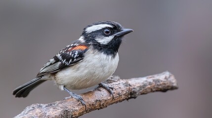 Naklejka premium Small bird perched on branch, natural background