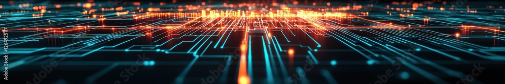 Aufkleber vibrant abstract digital lines and grids with glowing lights in a futuristic technology concept