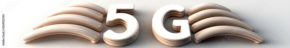 Poster Eye-catching 3D representation of 5G technology with flowing lines and modern design elements