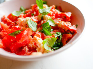 Tomato feta salad with basil