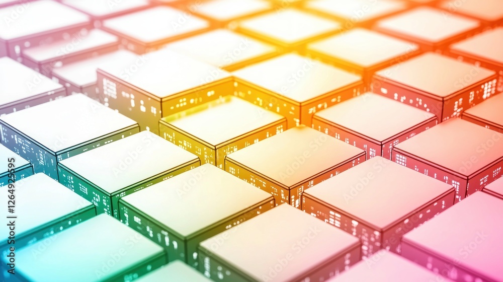 Leinwandbilder Abstract representation of computer chips and processors in vibrant colors for technology and innovation themes