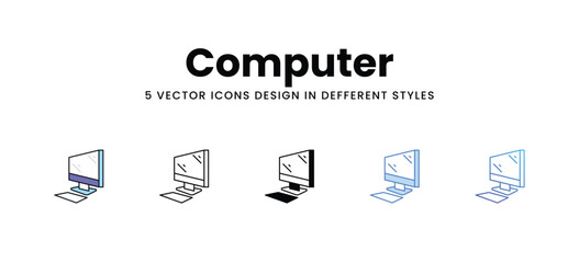 Computer vector icons set stock illustration