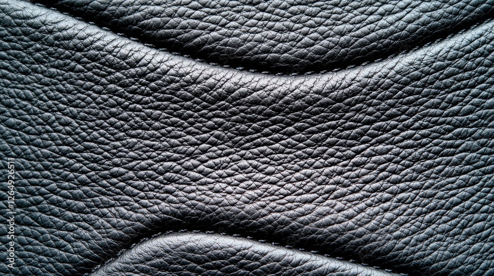 Poster textured close-up of black leather surface with natural pattern and grain for design and background 