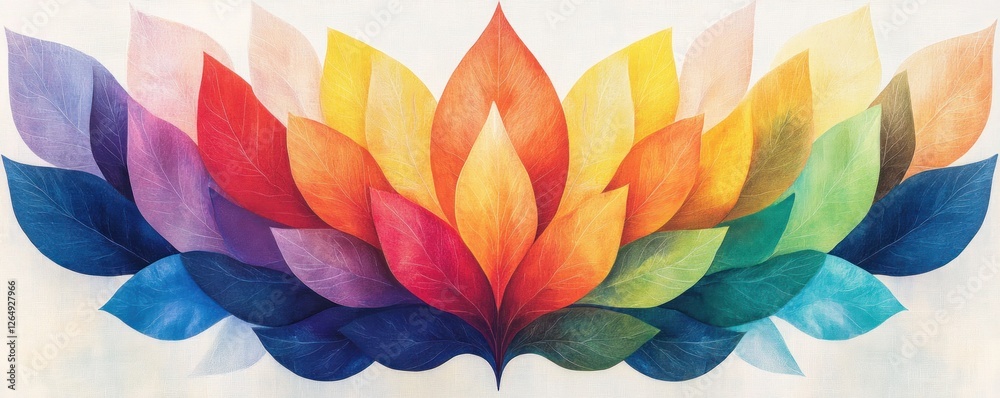 Aufkleber colorful petal design with vibrant shades creating a symmetrical flower-like pattern for artistic de