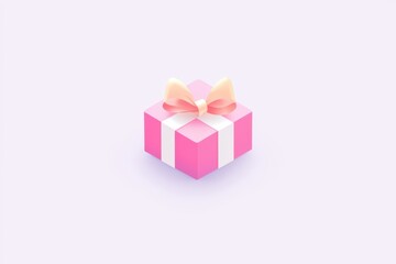 Fototapeta premium Bright Pink Gift Box with Soft Bow on a Light Background