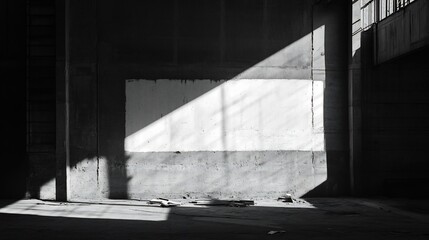 Sunlit Industrial Space: Monochromatic Architectural Study