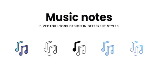 Music notes vector icons set stock illustration