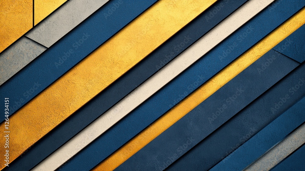 Poster colorful abstract background with blue, gold, and beige diagonal lines in a modern design for creati