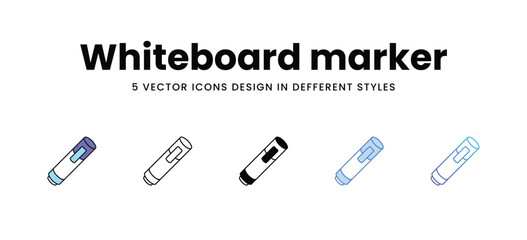 Whiteboard marker vector icons set stock illustration
