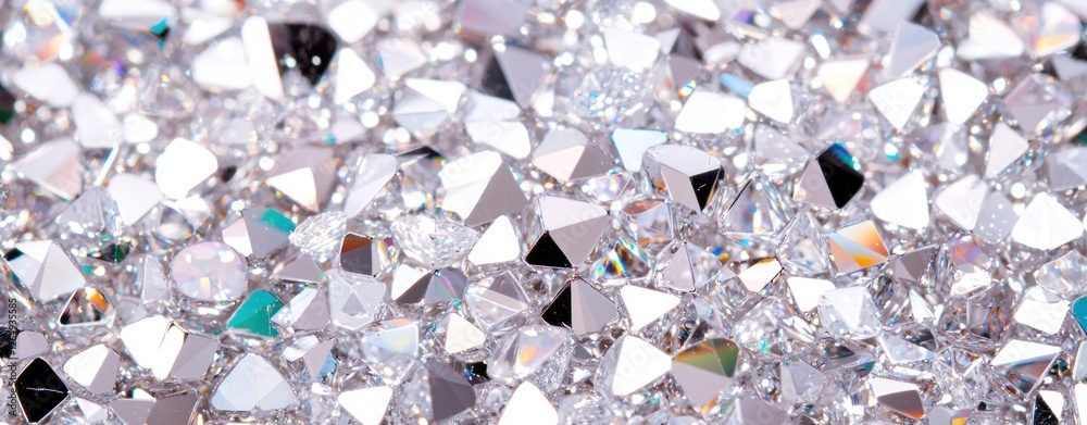Poster Shimmering Array of Colorful Crystal Shapes Reflecting Light in a Radiant Display of Brilliance and Sparkle