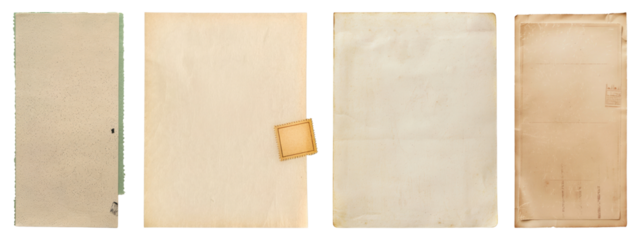 PNG Vintage paper textures collection, element set on transparent background
