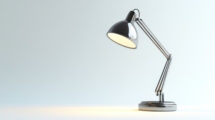 Desk lamp illuminates workspace, bright background