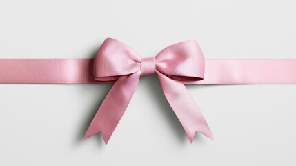 Pink Glossy Ribbon Tied In A Bow On White Background