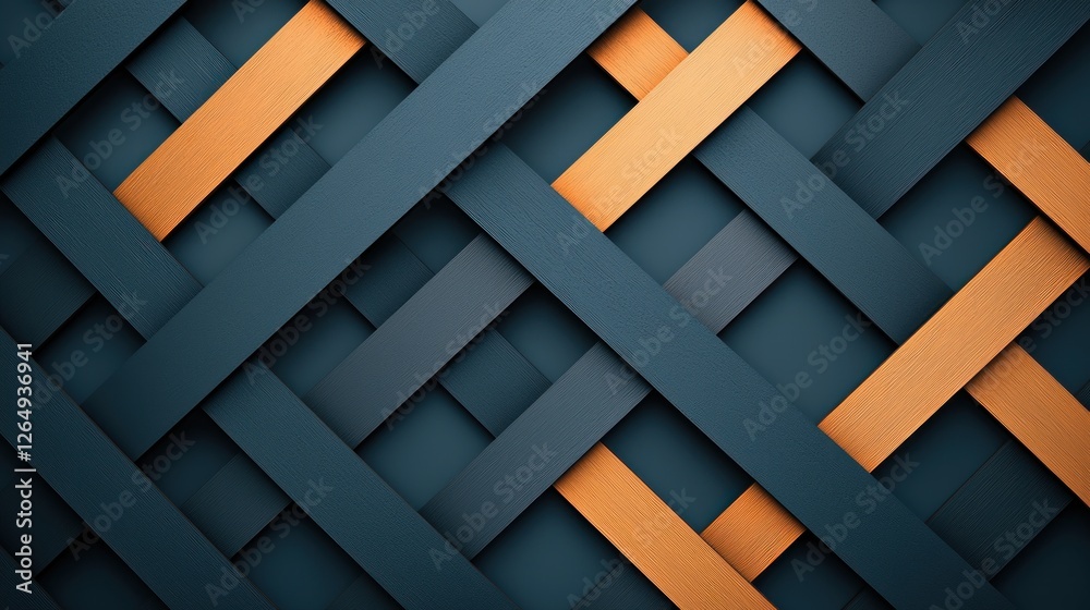 Poster colorful woven texture with dark blue and orange elements in geometric pattern for design and art ba