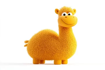 Selbstklebende Fototapeten Happy fluffy orange camel character in a clean white scene for children's illustration © Outkast