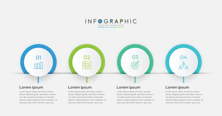 4 Steps Rounded Timeline Infographic, steps are arranged horizontally from left to right clearly indicating a linear progression or timeline Modern flat vector illustration for information analysis
