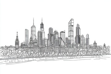 Naklejka premium Detailed Moscow skyline vector illustration