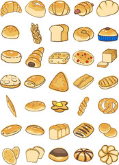 Bakery, bread and pasty doodle illustration for food and bakery shop.
