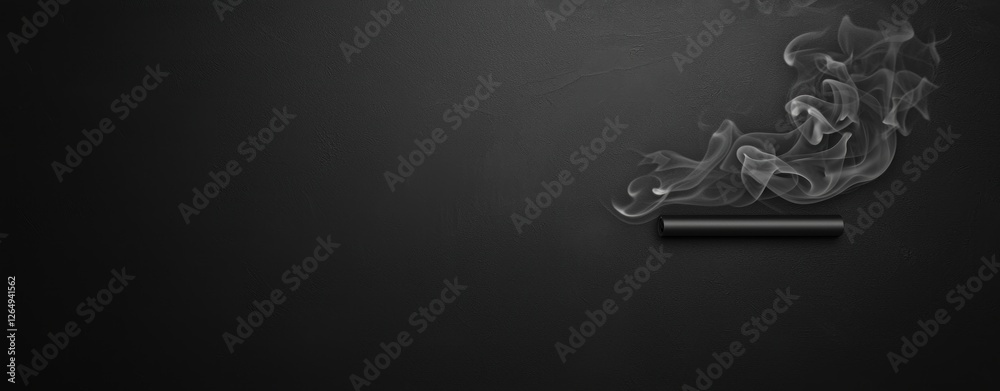 Poster smoke wisps flowing from a black tube against a dark background in artistic display of movement and 