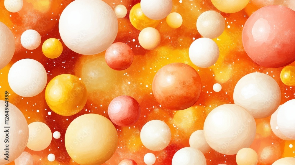 Leinwandbilder abstract colorful background with floating spheres in warm tones with a vibrant and dreamy atmospher