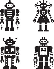Robot icon set vector logo black and white. Inspirational logo.