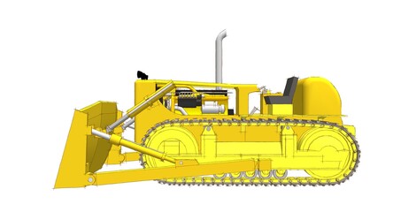 Obraz premium Bulldozer sketch concept 3D illustration