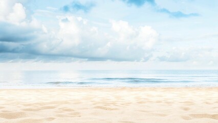 Fototapeta premium sea ​​and cloudy sky with beach sand in the foreground 