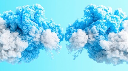 Fototapeta premium Abstract Blue and White Ink Clouds Swirling Paint Artistic Background