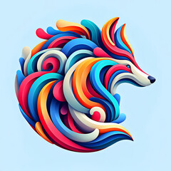 Obraz premium Colorful Abstract Wolf with Dynamic Depth and Organic Flow