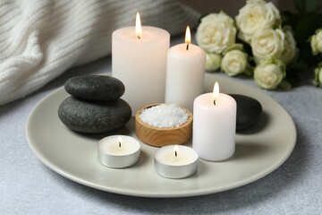 Beautiful composition with candles on the table