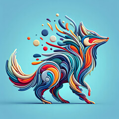 Colorful Abstract Wolf with Dynamic Depth and Organic Flow