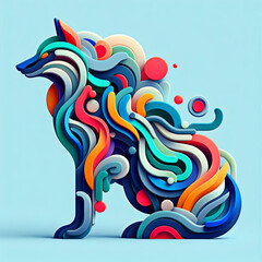 Colorful Abstract Wolf with Dynamic Depth and Organic Flow