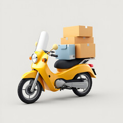 Obraz premium Yellow Scooter Loaded with Packages for Delivery Service