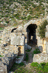 The remains of the ancient city of Limyra, are situated on the Kumluca-Finike road 11 km after Kumluca, in Zengerler village, and on the mountain hillsides to the Finike plain, Antalya 