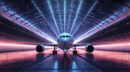 A futuristic airplane with integrated smart logistics tracking technology.