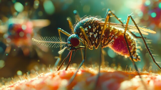 Mosquito, Zika virus, humans skin