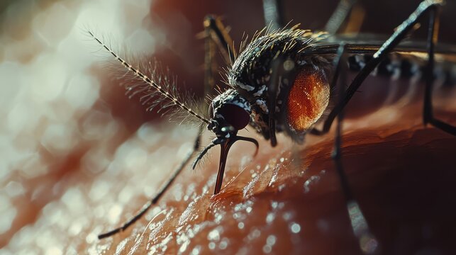 Mosquito, Zika virus, humans skin