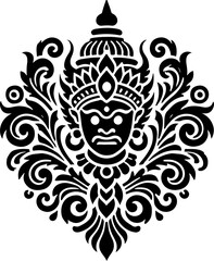 illustration of a silhouette sketch of a traditional ethnic god and goddess design full of details  