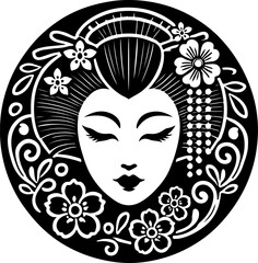 sketch vector illustration silhouette design icon logo beauty symbol geisha comfort women in Japan  