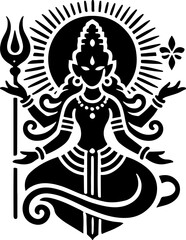 illustration sketch silhouette design of traditional ethnic mythology gods and goddesses full of details