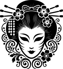 sketch vector illustration silhouette design icon logo beauty symbol geisha comfort women in Japan 