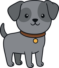 Fototapeta premium Cute gray puppy character in minimal flat vector art style