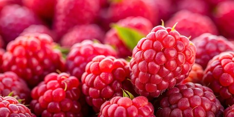 Juicy Ripe Raspberries Close-Up Portrait Photography