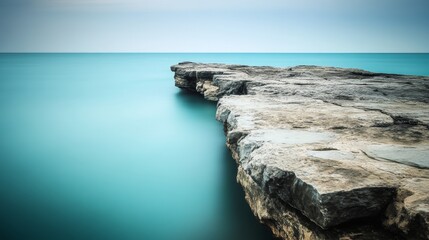 Obraz premium Coastal Stones Against a Tranquil Turquoise Horizon