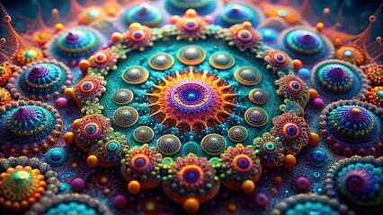 Kaleidoscopic Microscopic Bacteria Visualization: Abstract Colorful Art