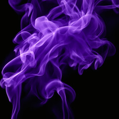 Fototapeta premium A captivating close-up of swirling purple smoke against a black backdrop, showcasing mesmerizing patterns and mystical textures.
