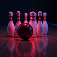 Naklejka premium bowling ball and pins