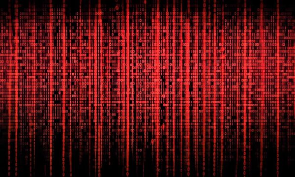 Red digital rain data stream background