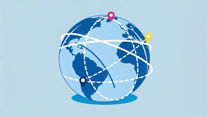 Global Connectivity Event Visualization of International Travel Networks Digital Illustration Modern Design Global Environment Aerial View Concept of Globalization