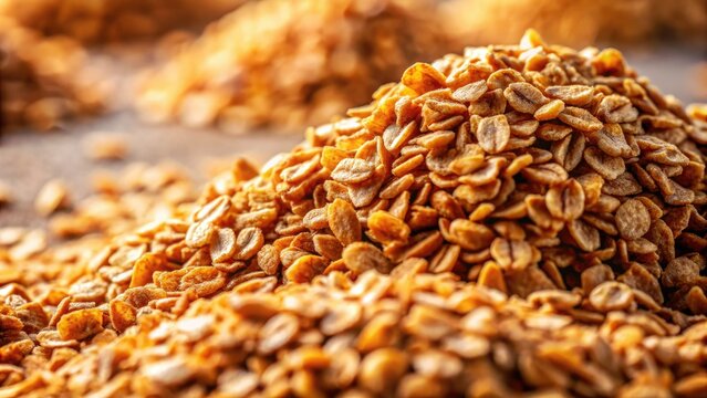 High-resolution food photography showcases nutritious organic buckwheat flakes and sarrazin flour, ideal for gluten-free cooking.